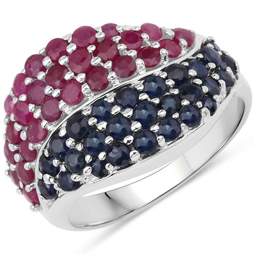 2.18 Carat Genuine Multi-Stone .925 Sterling Silver Ring
