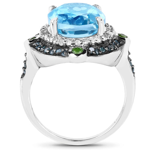 5.84 Carat Genuine Multi-Stone .925 Sterling Silver Ring