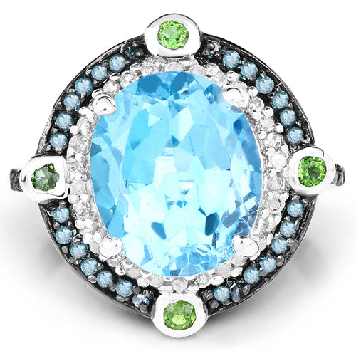 5.84 Carat Genuine Multi-Stone .925 Sterling Silver Ring