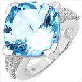 12.40 Carat Genuine Blue Topaz .925 Sterling Silver Ring