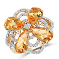 14K Yellow Gold Plated 8.80 Carat Genuine Citrine .925 Sterling Silver Ring