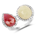 8.86 Carat Genuine Pink Sapphire and White Sapphire .925 Sterling Silver Ring