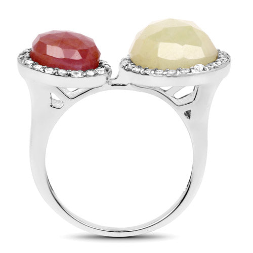 8.86 Carat Genuine Pink Sapphire and White Sapphire .925 Sterling Silver Ring