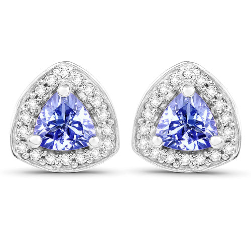 3.22 Carat Genuine Tanzanite & White Topaz .925 Sterling Silver Ring
