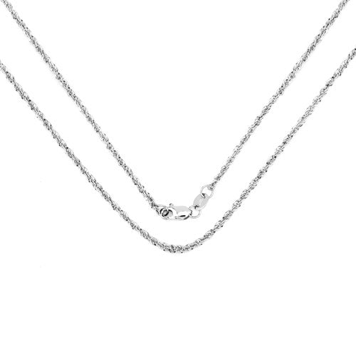 14K White Gold 18-inch 1.5mm Lite Rope Chain with Lobster Clasp